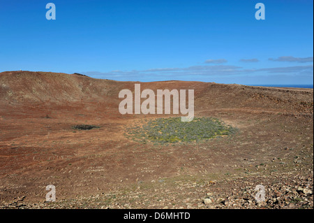 Der Krater des Vulkans Montaña Roja, ein beliebtes Ziel für Urlauber in Playa Blanca, Lanzarote. Stockfoto