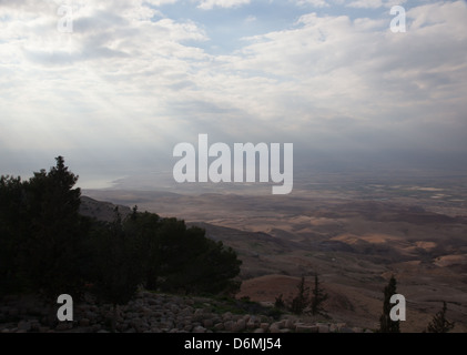 Israel oder das gelobte Land, gesehen vom Mt. Nebo in Jordanien. Dies ist, was Moses gesehen haben könnte, was war, Israel Stockfoto