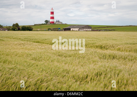 Die rot-weißen Leuchtturm, Happisburgh, Norfolk, Großbritannien Stockfoto