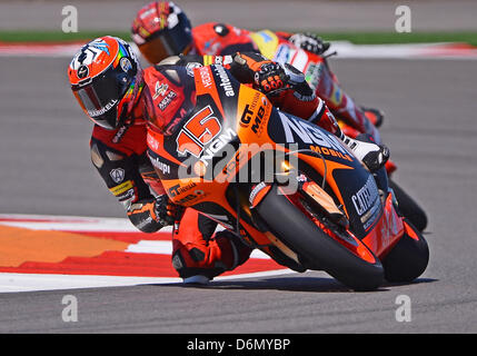 Austin, Texas, USA. 20. April 2013. Alex De Angelis #15 von NGM Mobile Forward Racing während Moto2 Qualifikation am zweiten Tag der Red Bull Grand Prix of Americas bei Circuit of the Americas in Austin, TX. Stockfoto