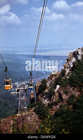 Thale, DDR, Blick von der Hexe Tanzplatz auf die Stadt Thale Stockfoto
