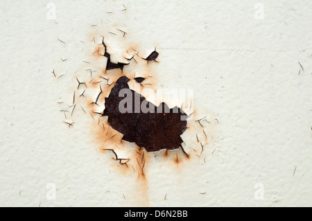 Rost und rissig Whie Farbe. Stockfoto