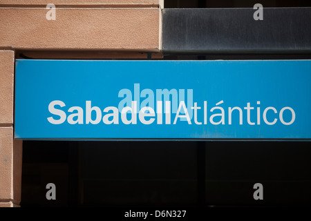Barcelona, Spanien, Niederlassung der Bank Sabadell Atlantico Stockfoto