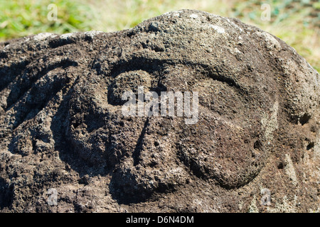 Chile, Osterinsel, Rapa Nui, Birdman Petroglyphen bei Orongo Zeremoniell Dorf Stockfoto