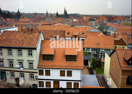 Quedlinburg, Deutschland, Blick vom Burgberg zur Altstadt Stockfoto