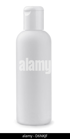 Weiße Kunststoff kosmetische Flasche isoliert auf weiss Stockfoto