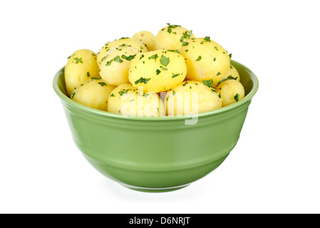 Kartoffeln, garniert mit Petersilie, Mini Kartoffeln gelbe konkretisiert Stockfoto