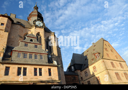 Landgrafen Schlosses Uhrturm, University Museum der Kulturgeschichte, Marburg, Hessen, Deutschland, Europa Stockfoto