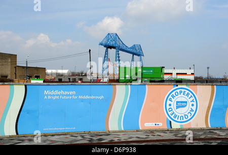 Middlehaven Entwicklung vor Ort auf dem Land von den alten Hafen Middlesbrough Cleveland Teeside UK Stockfoto