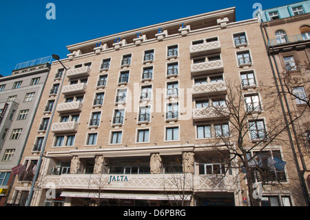 Sozialistisch realistischen Stil Hotel Jalta (1956) von Antonin Tenzer Vaclavske Namesti Wenceslas Square Prag Tschechien Stockfoto