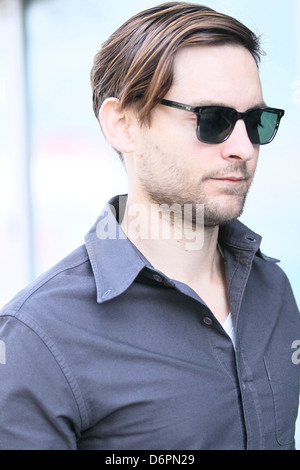 Tobey Maguire Ankunft im Staples Center für die LA Lakers V Boston Celtics Basketball Spiel Los Angeles, Kalifornien- Stockfoto