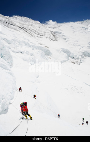 Asien, Nepal, Himalaya, Sagarmatha Nationalpark, Solu Khumbu-Everest-Region der UNESCO, Lhotse Gesicht (6500m) am Mt. Everest Stockfoto