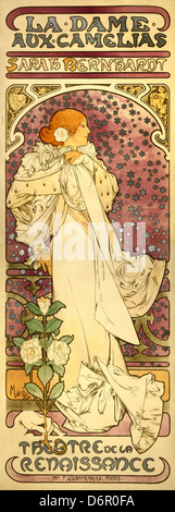 Sarah Bernhardt, la Dame Aux Camélias, Poster von Alfons Mucha, 1896 Stockfoto