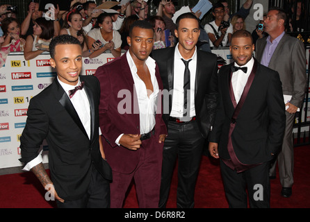 Aston Merrygold Marvin Humes, Jonathan Gill JB, Oritse Williams von JLS Pride of Britain Awards 2011 - Ankünfte London, Stockfoto