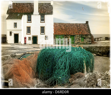 GB - Schottland: Cottage in Pittenweem Harbour Stockfoto