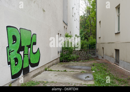 Berlin, Deutschland, Graffiti im Hinterhof eines Hauses in der Reinhardt in Berlin-Mitte Stockfoto