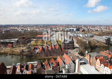 Panorama auf Altstadt Lübeck, Schleswig-Holstein, Deutschland Stockfoto