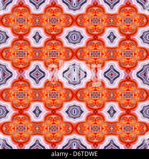 Symmetrische Muster aus wiederholten Bild poliert Scheibe von Ocean Jaspis (undurchsichtig, feinkörniger Form von Chalcedon) Stockfoto