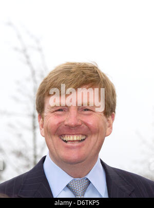 Transvaalwijk, den Haag, Niederlande. 23. April 2013. Niederländischen Kronprinzen Willem-Alexander besucht die Pflanzung der ersten Koningslinde (Kaiser-Linde oder Tilia X europaea Pallida) in der Transvaalwijk in den Haag, 23. April 2013. Die Koningslinde ist gepflanzt, um ihn als neuen Monarchen zu gedenken. Foto: Albert Nieboer - Niederlande OUT/DPA/Alamy Live-Nachrichten Stockfoto