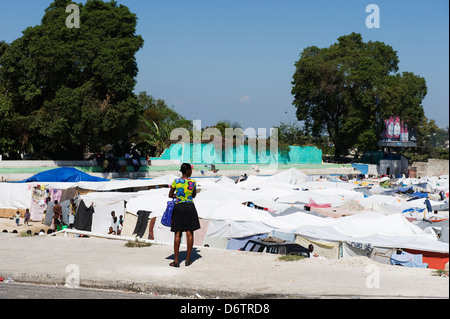 neue Zelt-Stadt nach dem Erdbeben im Januar 2010, Port au Prince, Haiti, Caribbean Stockfoto