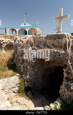 Zypern - Eingang zur Höhlenkirche bei Aglia Thekla Stockfoto