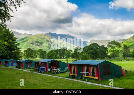 Campingplatz im Langdale Tal im Nationalpark Lake District, Cumbria, England. Stockfoto