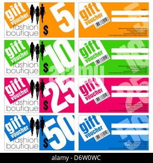 Vektor-Geschenk-Gutscheine-Set Stockfoto