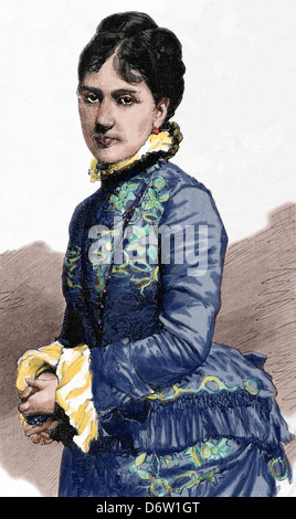 Baroness Kaula. Kupferstich von Capuz. Die spanischen und amerikanischen Illustration, 1880. Farbige. Stockfoto