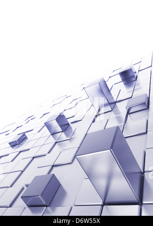 Abstrakt Würfel Hintergrund mit Unschärfe im Hintergrund, im Bild oben ist weiß, vertikalem Text A4 Stockfoto