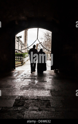 innerhalb der blauen Moschee in Sultanahmed, Istanbul Stockfoto