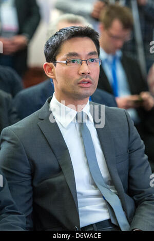 Berlin, Deutschland, 23. April 2013. Bundesminister für Wirtschaft, Philipp Rösler eröffnet "junge IKT-Branche" mit einer Rede. Kredit: Kredit: Gonçalo Silva/Alamy Live-Nachrichten. Stockfoto