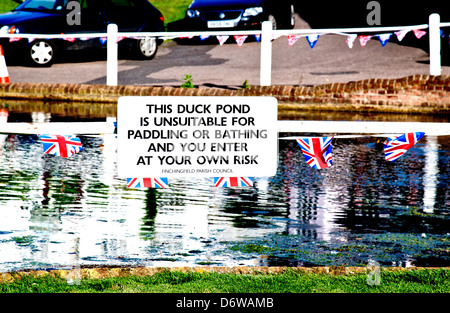 Duckpond auf dem Dorfplatz in Finchingfield, Essex Stockfoto