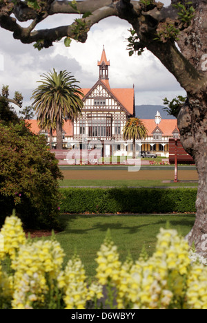 Neue Zaeland, Rotorua, Fassade des Museum für Kunst und Geschichte Stockfoto