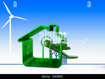 Schlüssel für Alternative Energien, Konzept alternativer Energie Konzept Ökologie macht Wind Alternative Öko Ökologie ökologisch elektrische Stockfoto