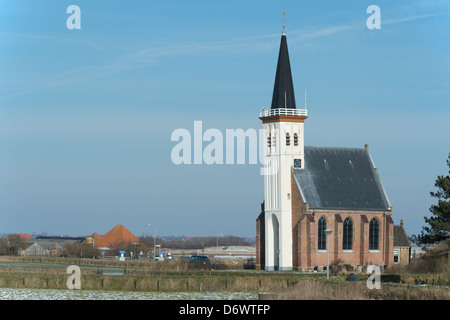 Weißen Kirchlein in kleinen Dorfes Den Hoorn am niederländischen Insel Texel Stockfoto