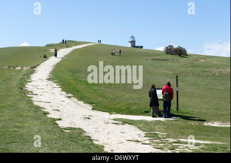 Die Strecke im Vorfeld Belle Tout in der Nähe von Beachy Head. Stockfoto