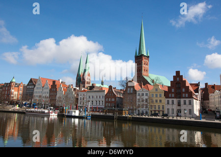 Zentrum von Lübeck, Schleswig-Holstein, Deutschland, an der Trave. Stockfoto