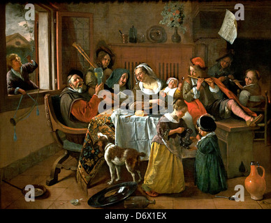 Die fröhliche Familie 1668 Jan Havickszoon Steen 1626-1679 Niederlande Niederlande Holland Stockfoto