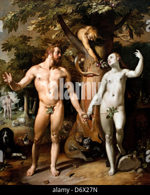 Der Fall des Menschen (Adam und Eva) Cornelis Cornelisz van Haarlem 1562-1638 Niederländisch Niederlande Stockfoto