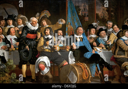 Bankett Crossbowmen's Guild in Celebration Vertrag von Munster 1648 Bartholomeus van der Helst 1613-1670 Achtzig Jahre, Krieg, Spanisch, Niederlande Stockfoto