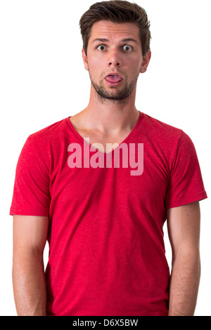 Mann mit einem schockiert Ausdruck er ist im Gesicht Stockfoto