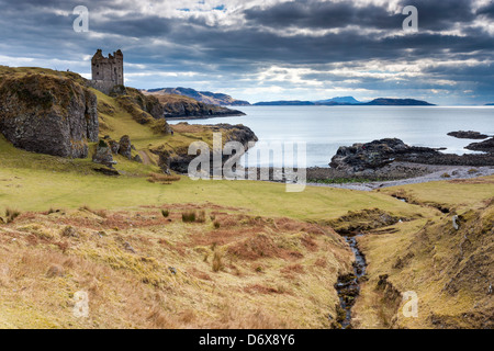 Ein Blick in Richtung Gylen Castle, Insel Kerrera, Argyll and Bute, Scotland, UK, Europa. Stockfoto