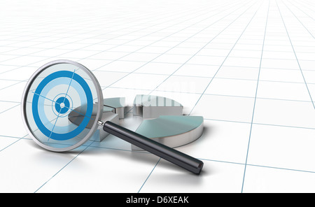 Diagramm und spezielle Lupe auf eine Perspektive Hintergrund Stockfoto