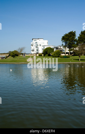 See und Park, kalten knap, Barry, Vale von Glamorgan, Süd-Wales, uk Stockfoto