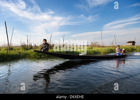 Täglichen Transport auf dem Rücken-Wasser des Lake Inle, Myanmar 6 Stockfoto