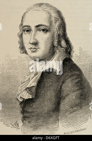 Hölderlins, Friedrich (1770-1843). Deutscher Lyriker. Gravur. Stockfoto