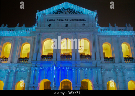 Santa Casa da Misericordia Senardo Square bei Nacht Macau Stockfoto