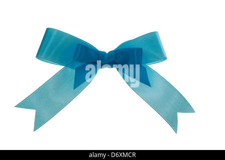 Knoten, die blauen Bogen auf weißem Hintergrund Stockfoto