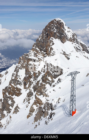 Skifahren in Meribel, Frankreich Stockfoto