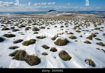 Schnee am Slemish, County Antrim, Nordirland. Stockfoto